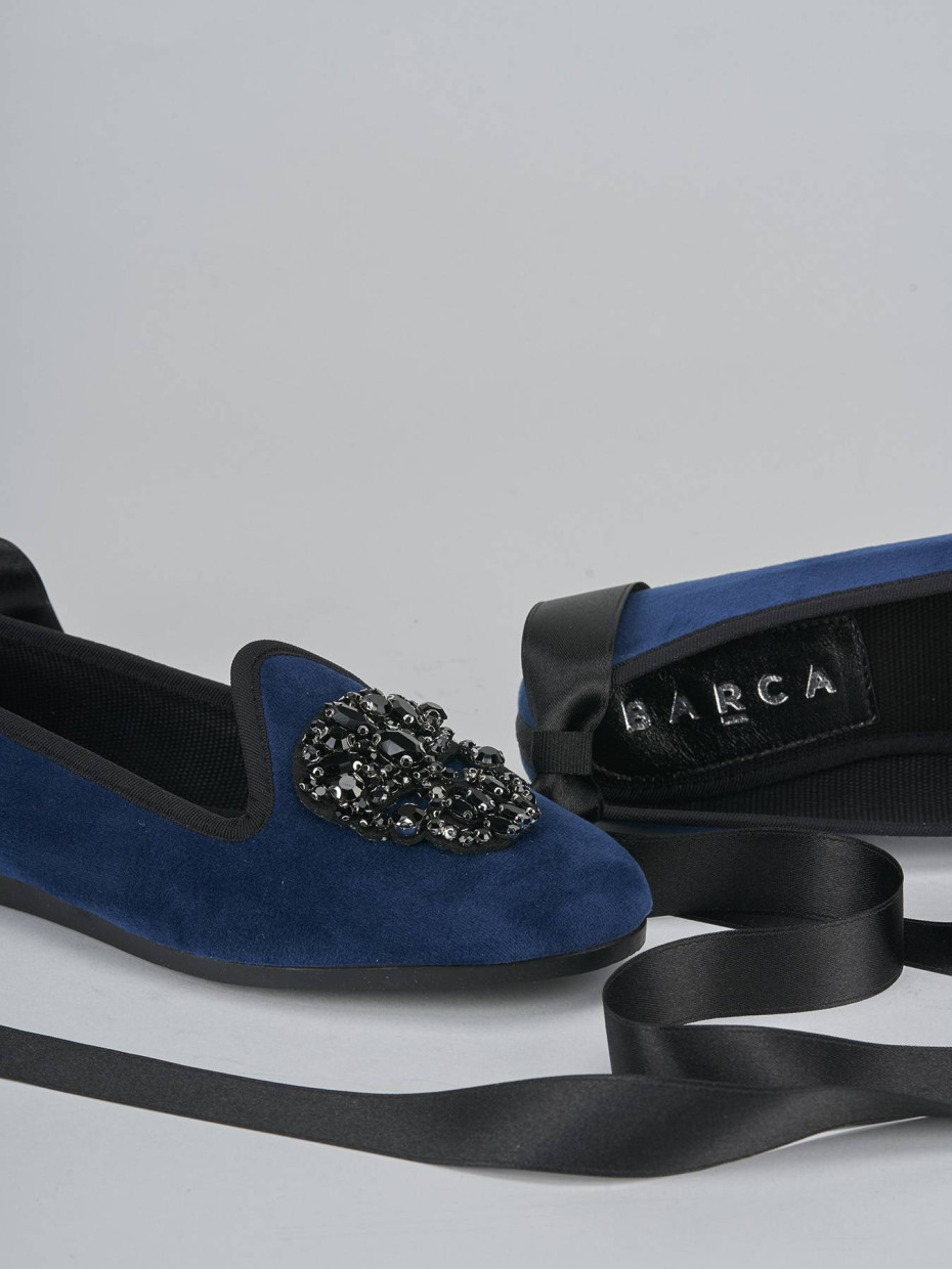 Ballerine tacco 1cm velluto blu