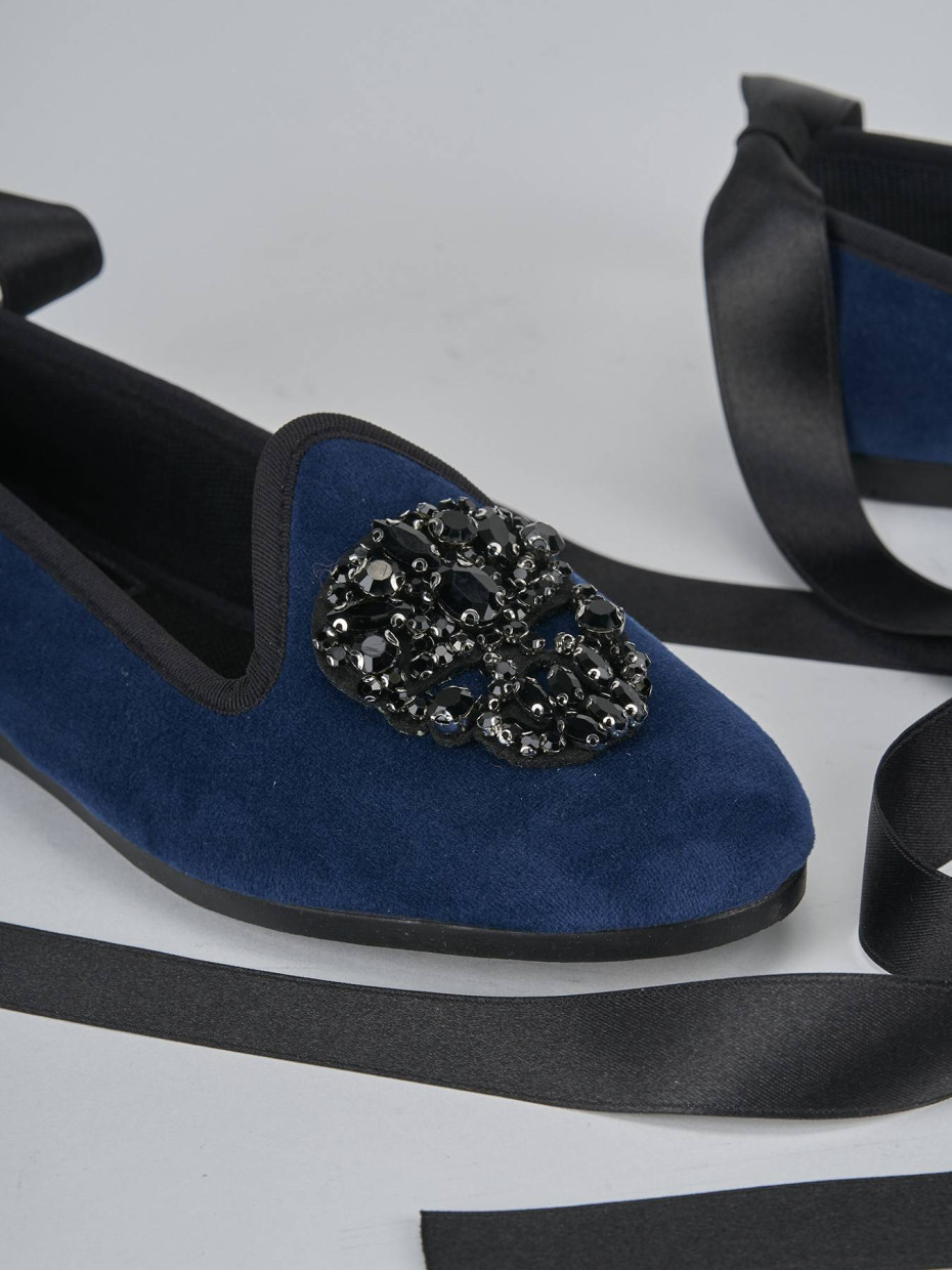 Ballerine tacco 1cm velluto blu