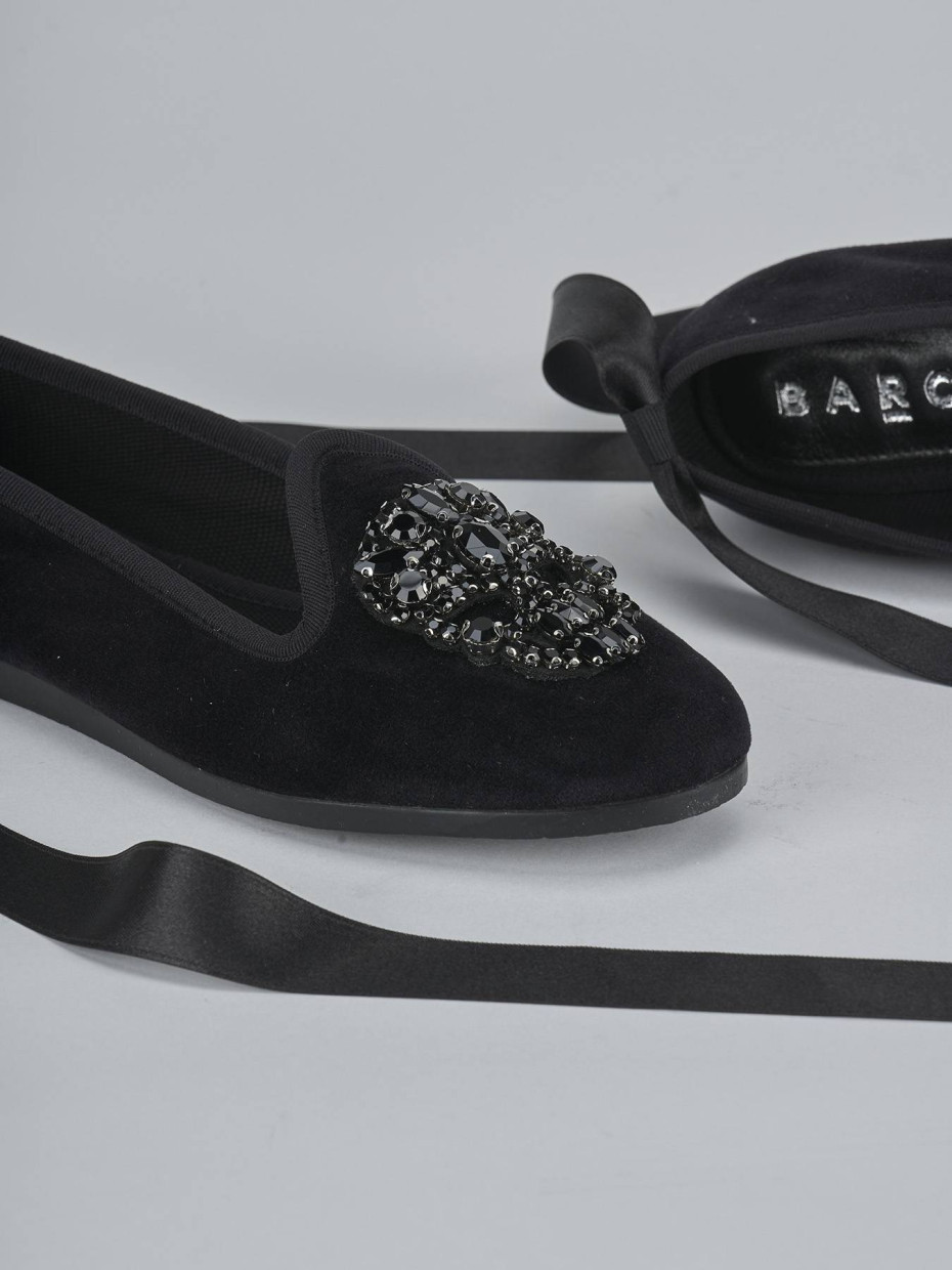 Ballerine tacco 1cm velluto nero