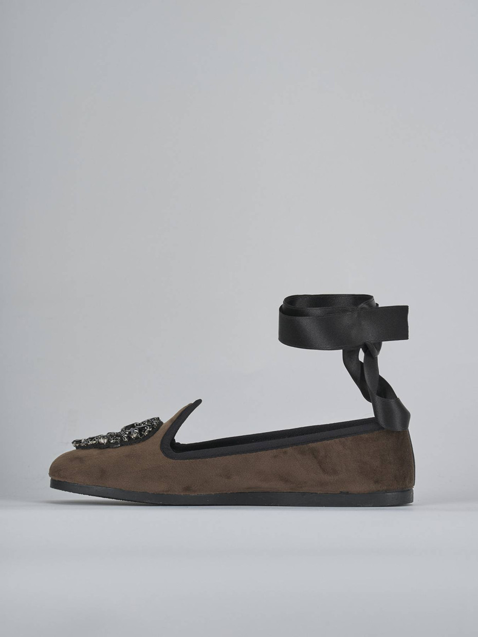 Ballerine tacco 1cm velluto testa