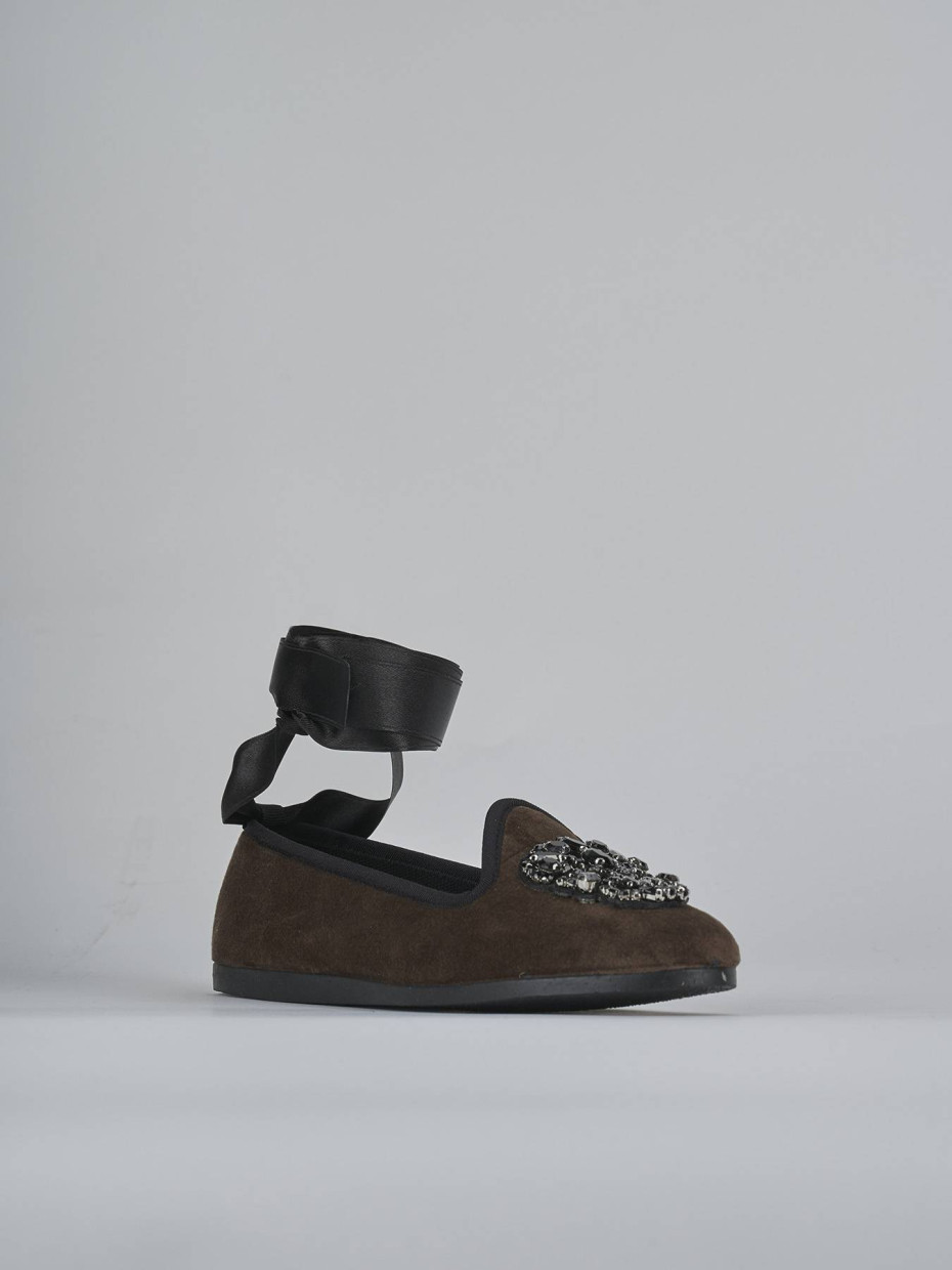 Ballerine tacco 1cm velluto testa