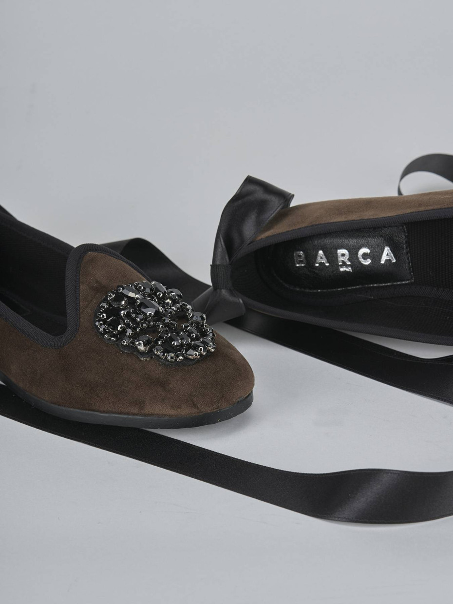 Ballerine tacco 1cm velluto testa