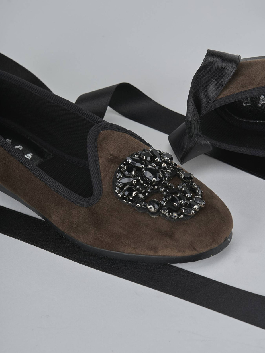 Ballerine tacco 1cm velluto testa