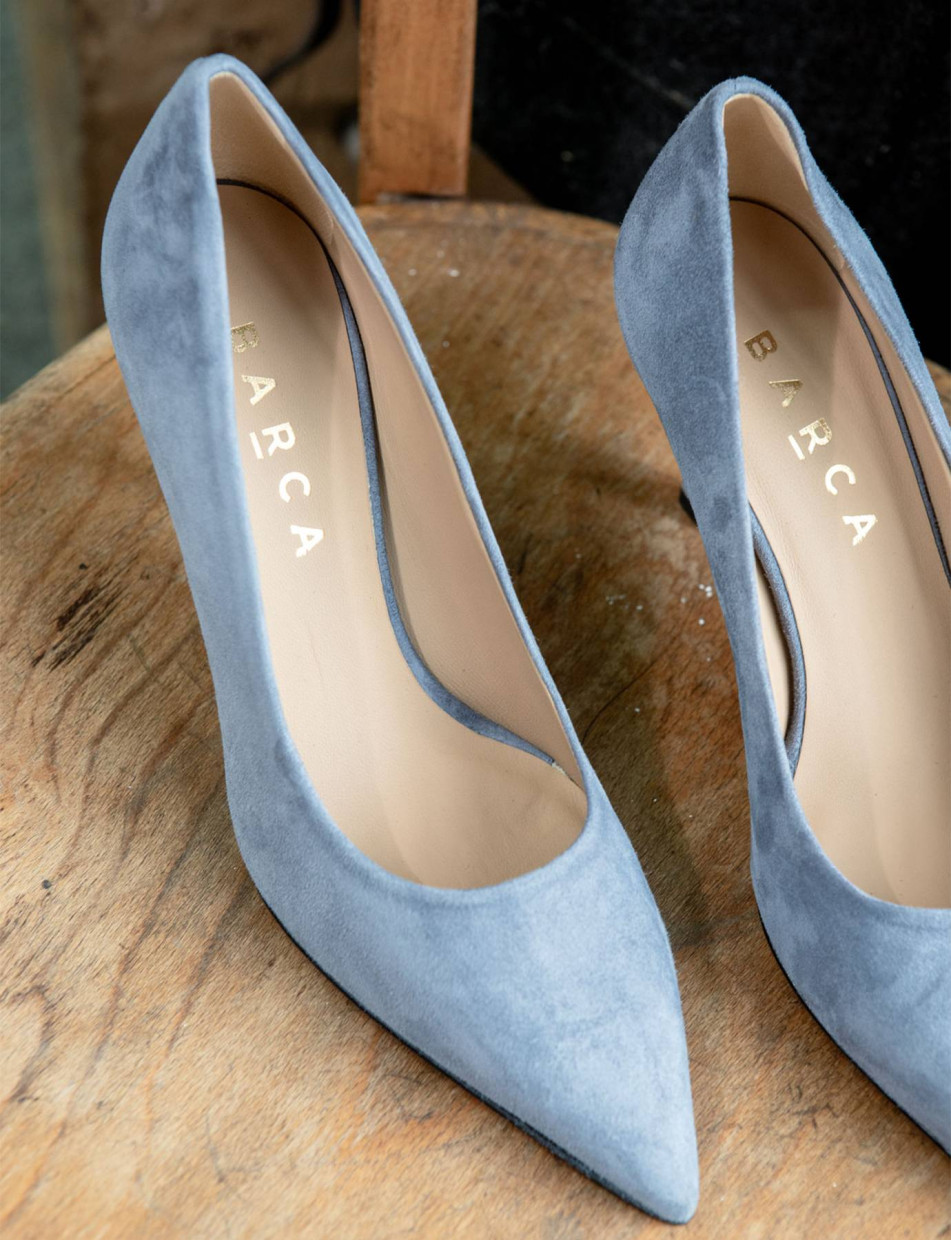 Décolleté e slingback tacco 7cm camoscio grigio