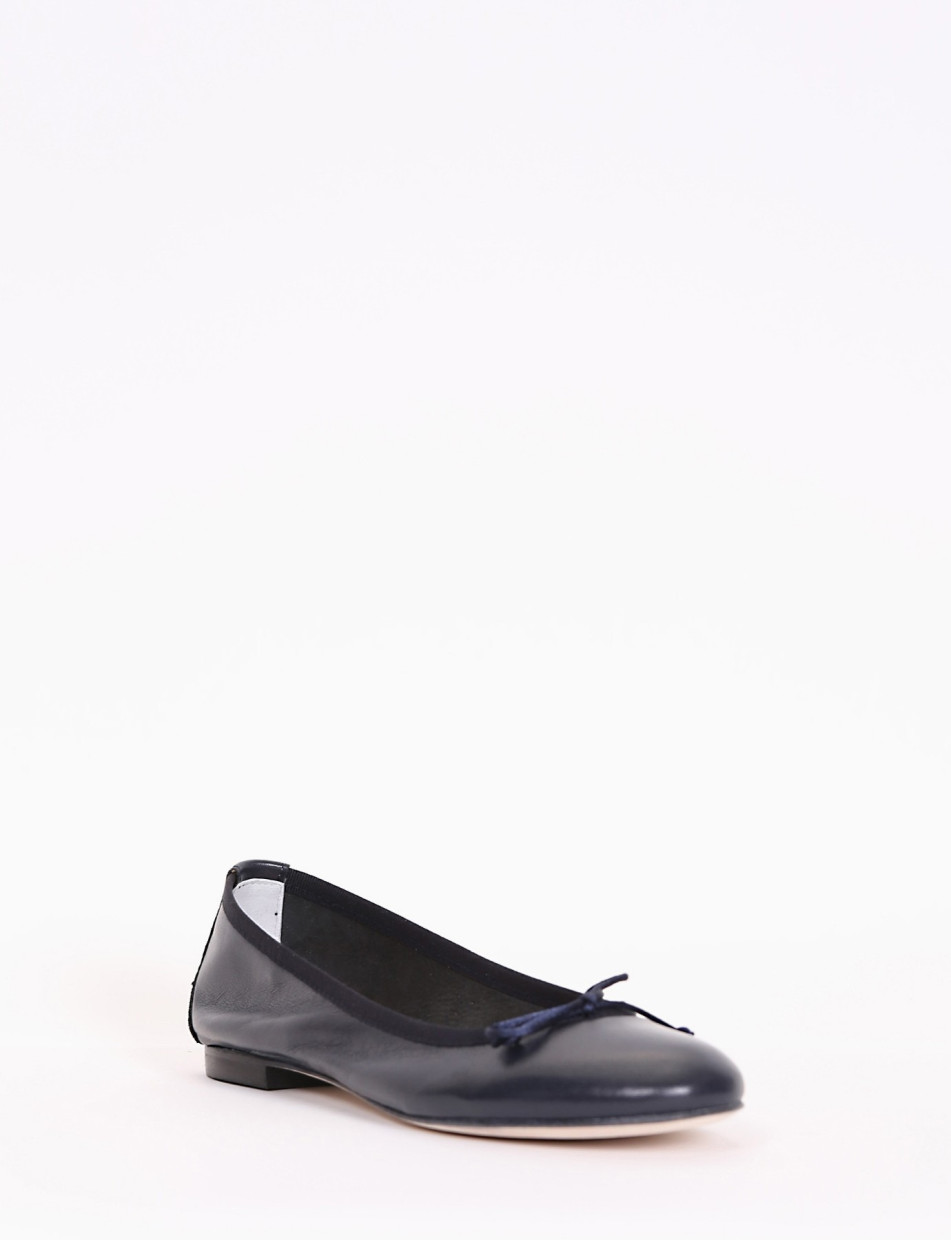 Flat shoes heel 1 cm blu leather