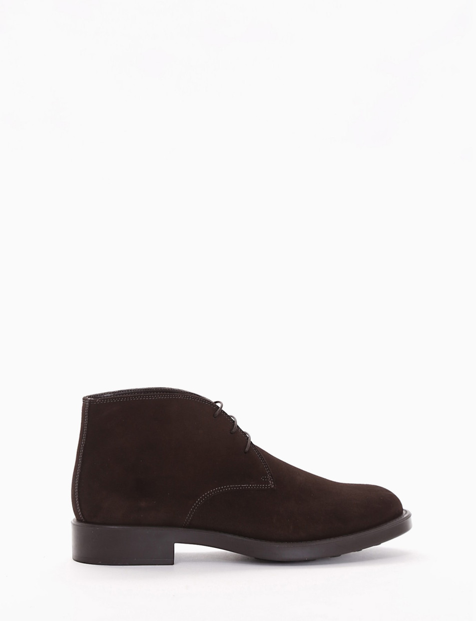 Desert boots heel 2 cm dark brown chamois