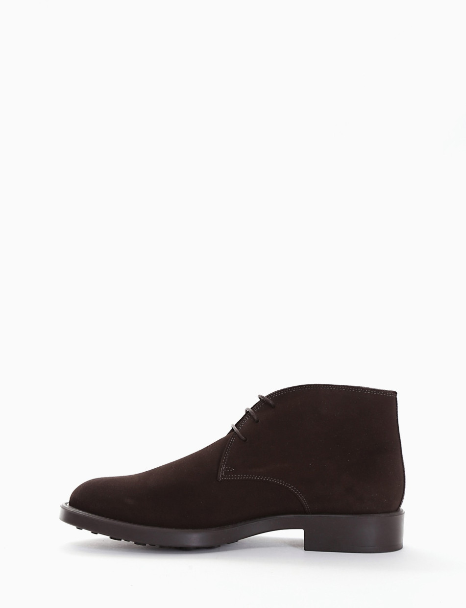 Desert boots heel 2 cm dark brown chamois