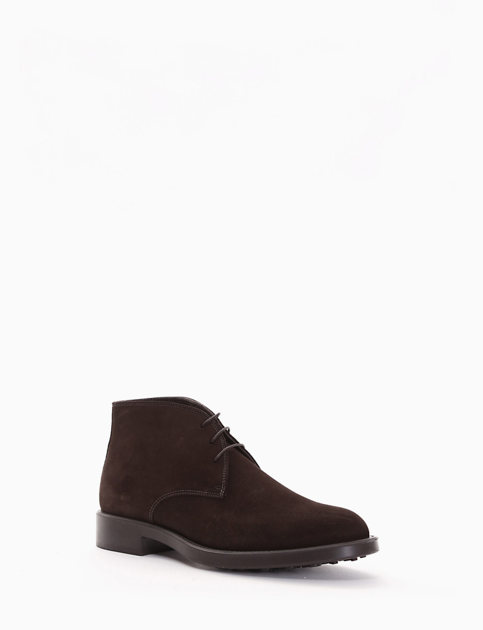 Desert boots heel 2 cm dark brown chamois