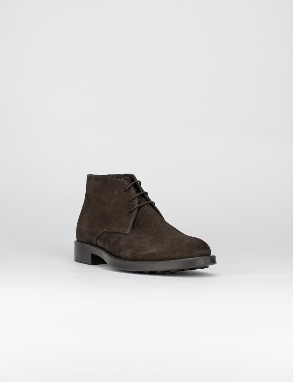 Desert boots heel 2 cm dark brown chamois