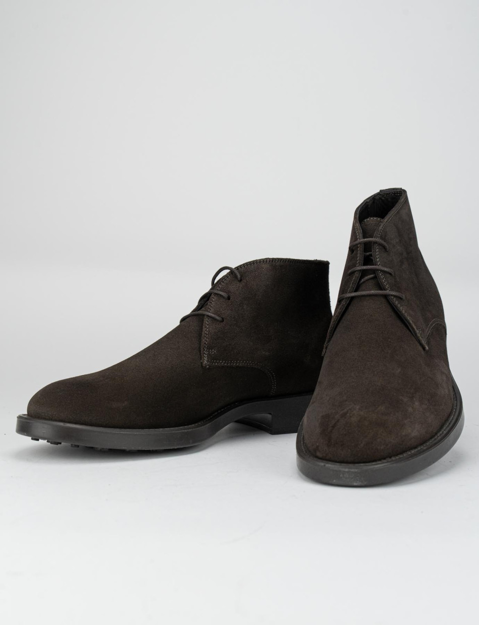 Desert boots heel 2 cm dark brown chamois