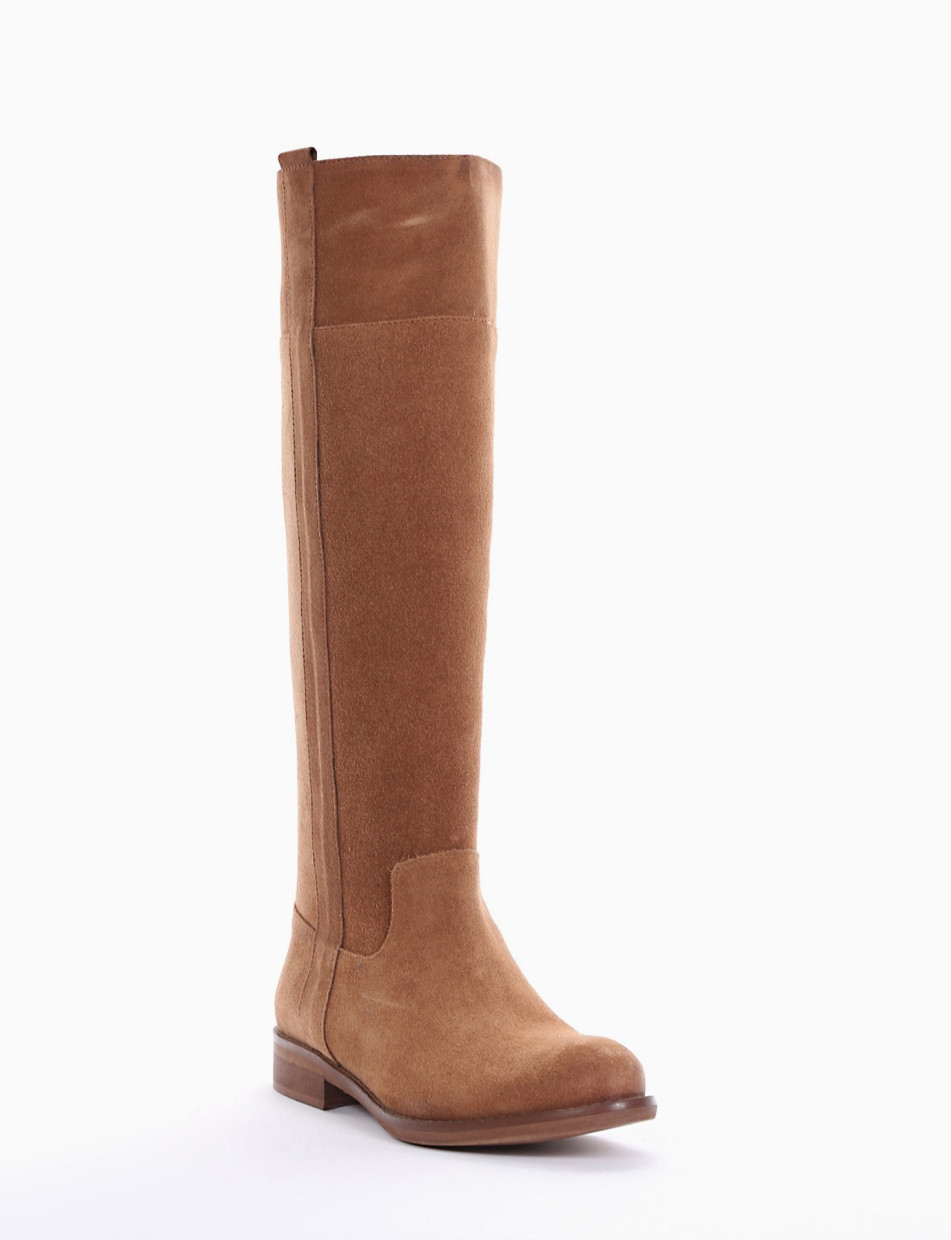 Low heel boots heel 2 cm brown chamois