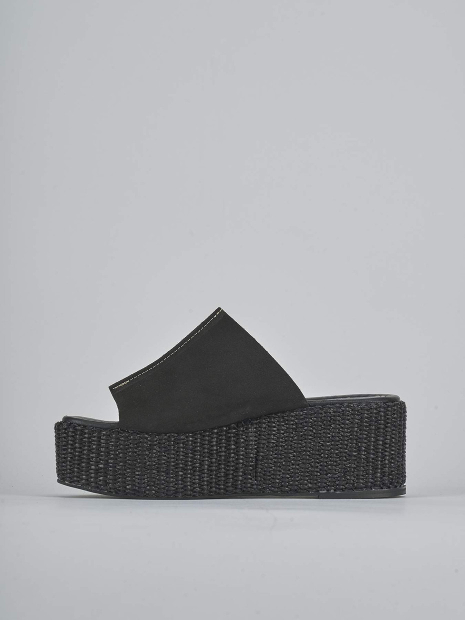 Ciabatte tacco 7cm camoscio nero