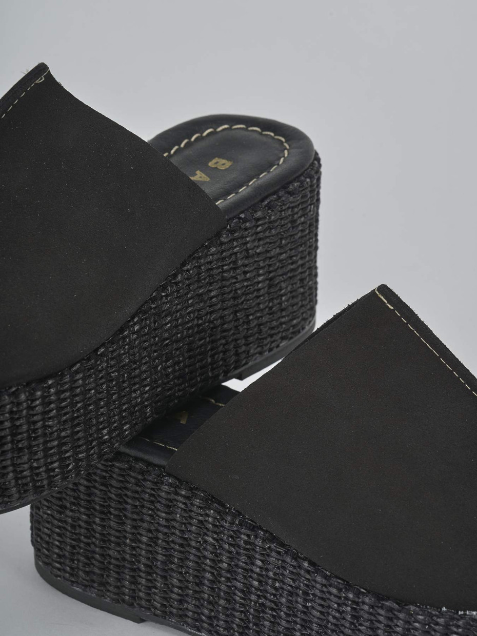Ciabatte tacco 7cm camoscio nero