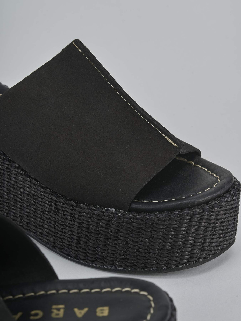 Ciabatte tacco 7cm camoscio nero