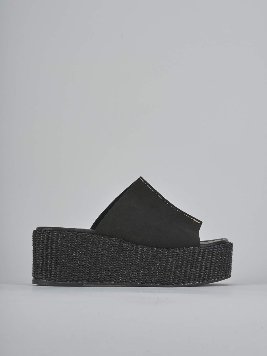 Ciabatte tacco 7cm camoscio nero