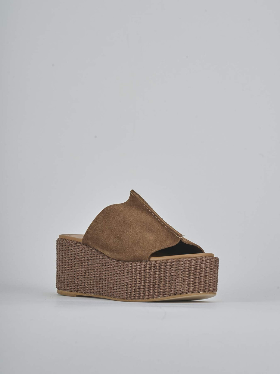 Ciabatte tacco 7cm camoscio testa