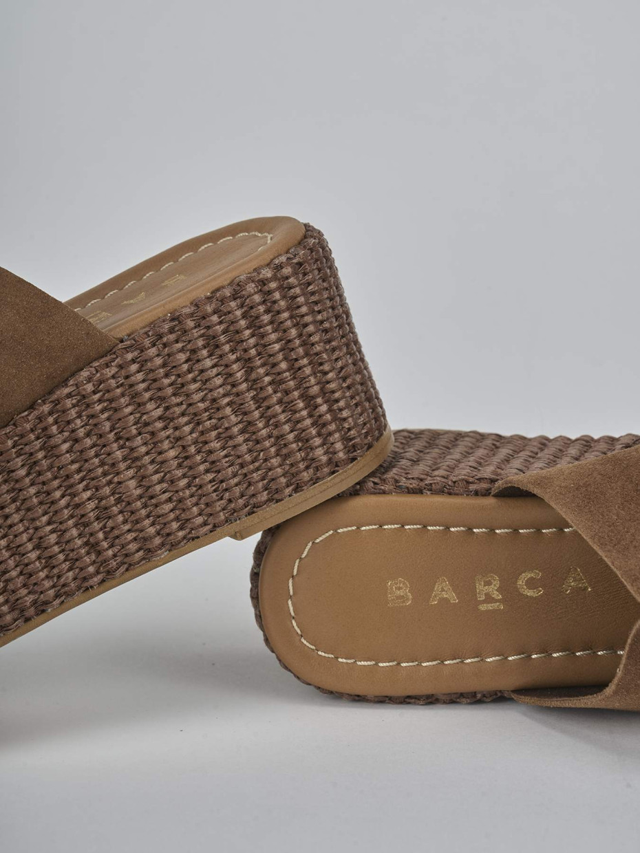 Ciabatte tacco 7cm camoscio testa