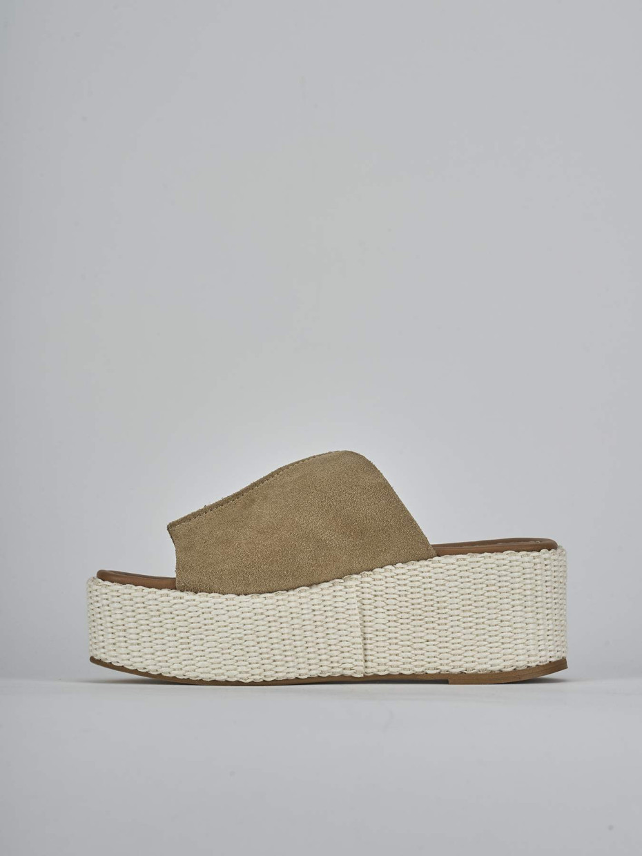 Ciabatte tacco 7cm camoscio beige