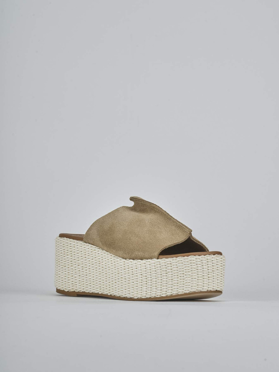 Ciabatte tacco 7cm camoscio beige
