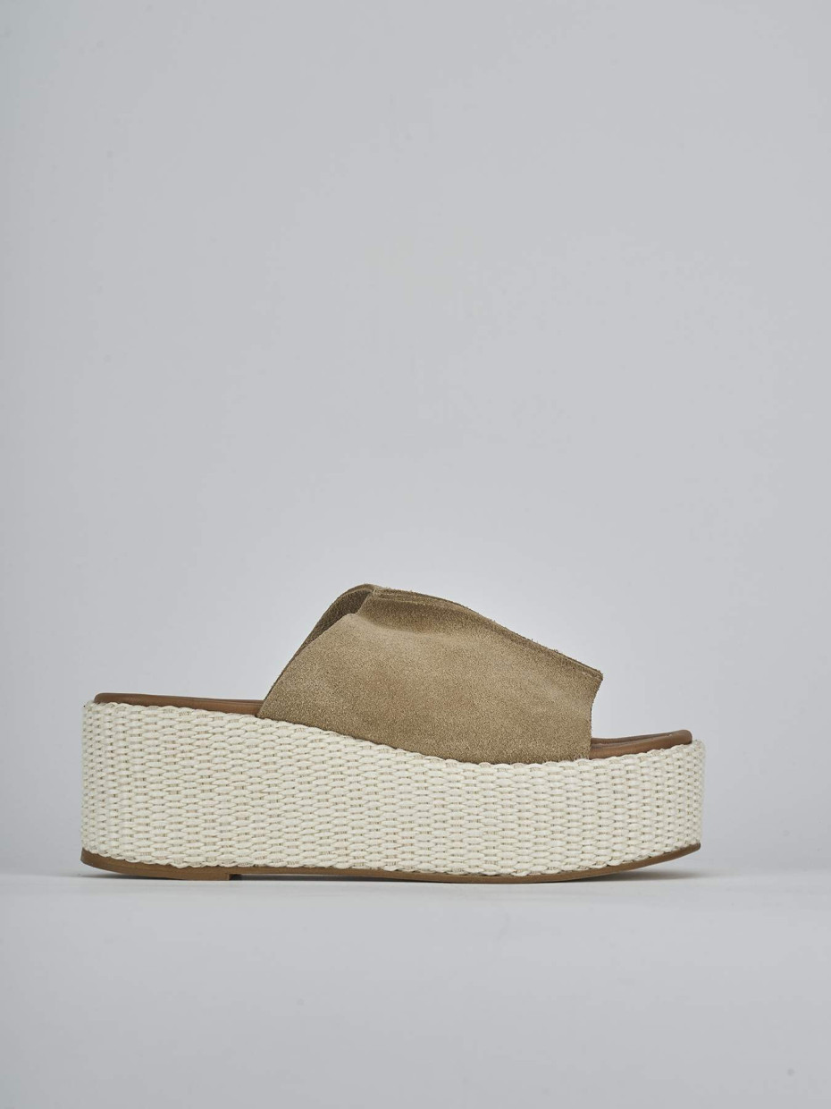 Ciabatte tacco 7cm camoscio beige