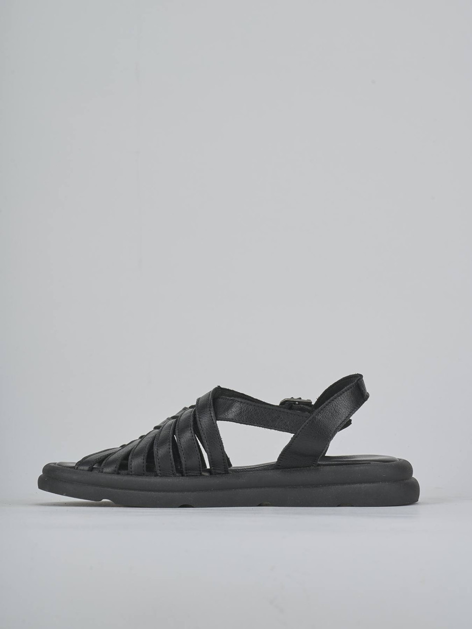 Sandalo zeppa 3 cm nero pelle