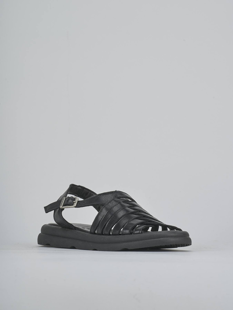Sandalo zeppa 3 cm nero pelle