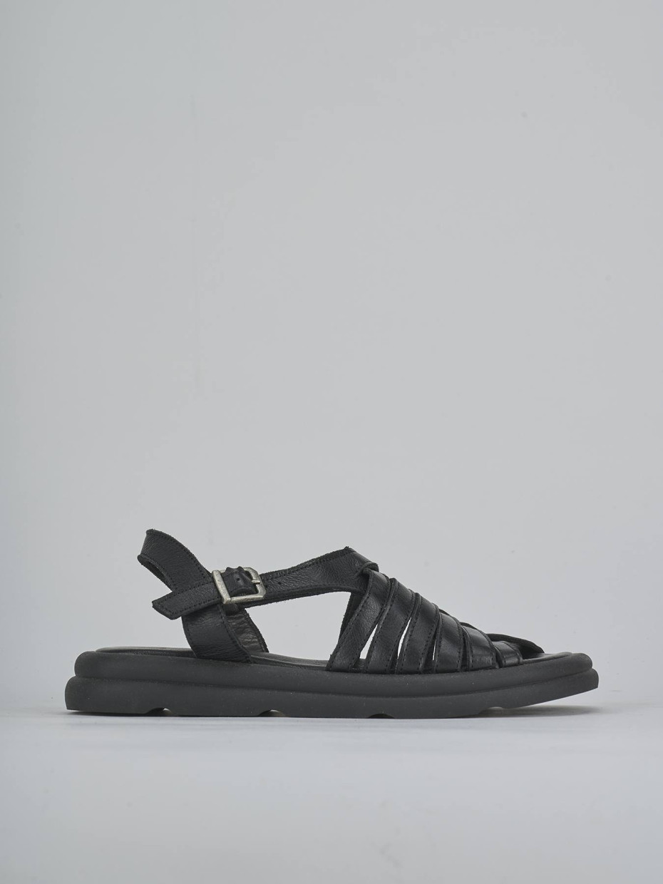 Sandalo zeppa 3 cm nero pelle
