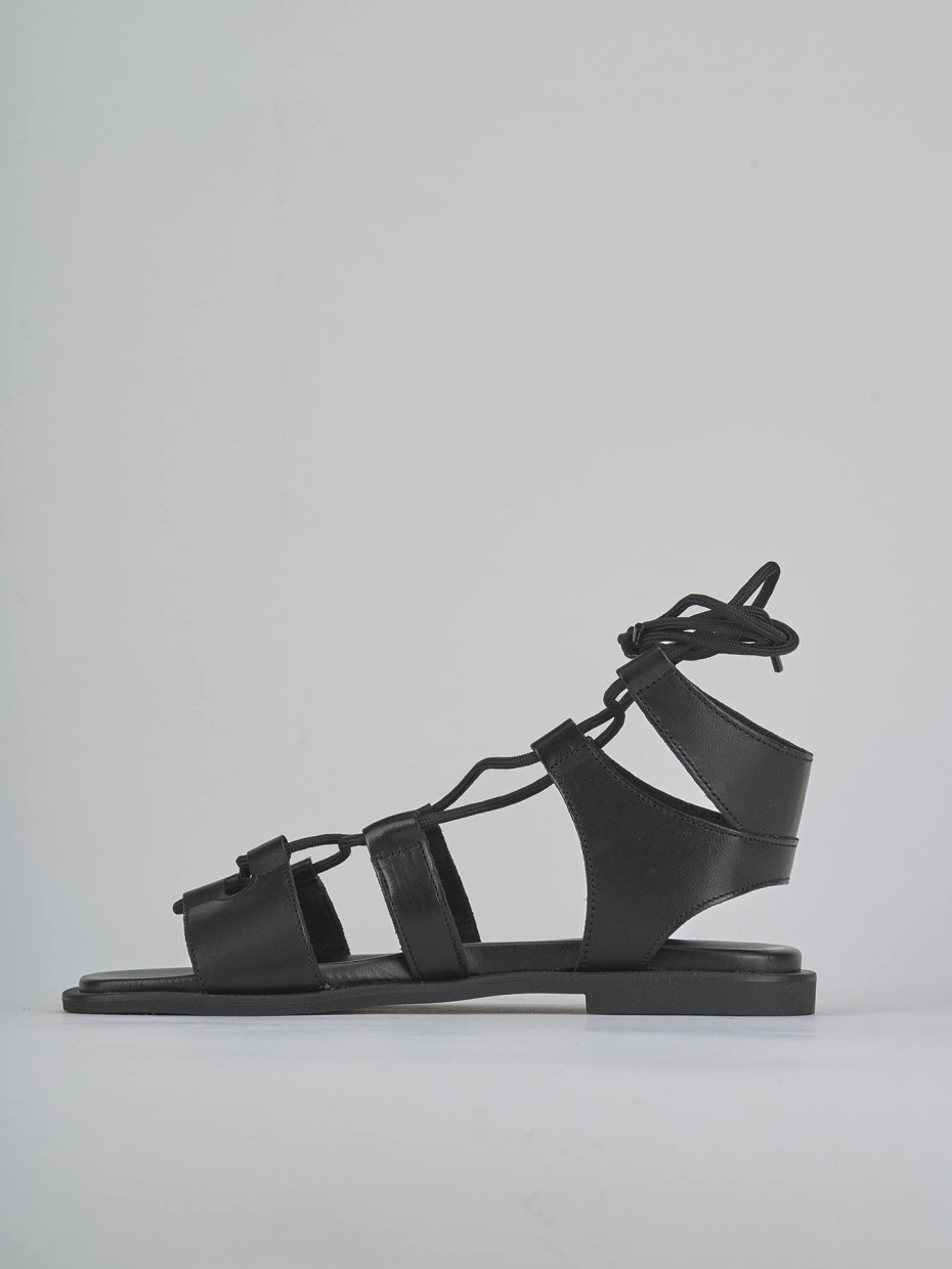 Sandali tacco 1cm pelle nero