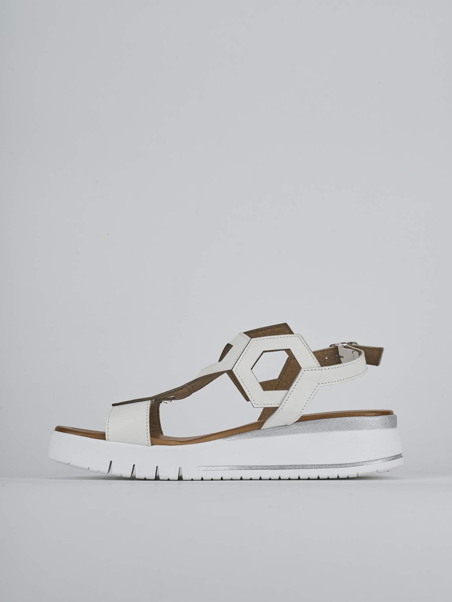 Sandali zeppa tacco 3cm pelle bianco