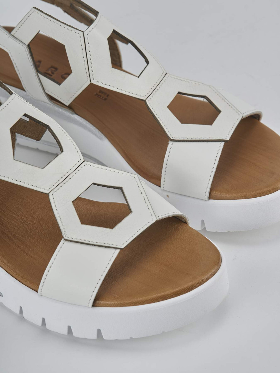 Sandali zeppa tacco 3cm pelle bianco