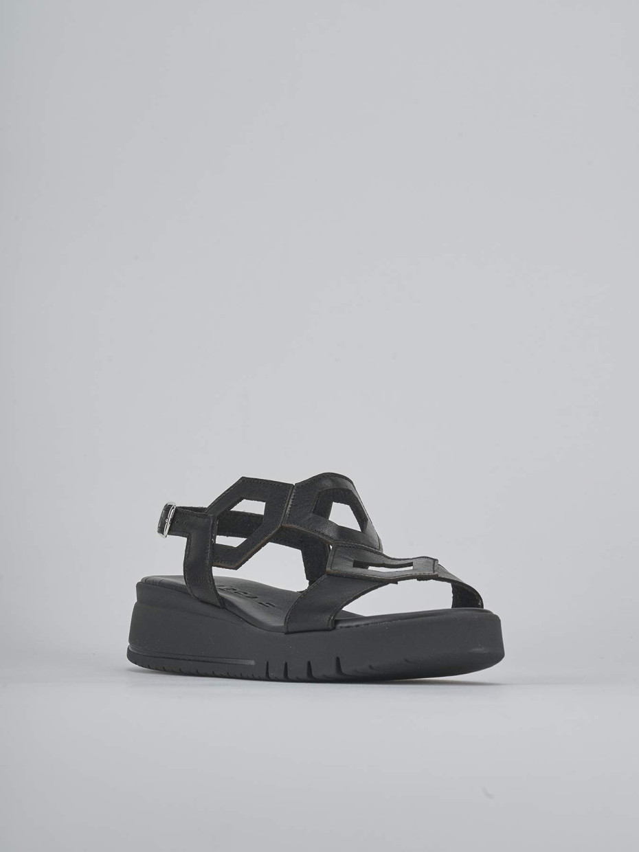 Sandali zeppa tacco 3cm pelle nero