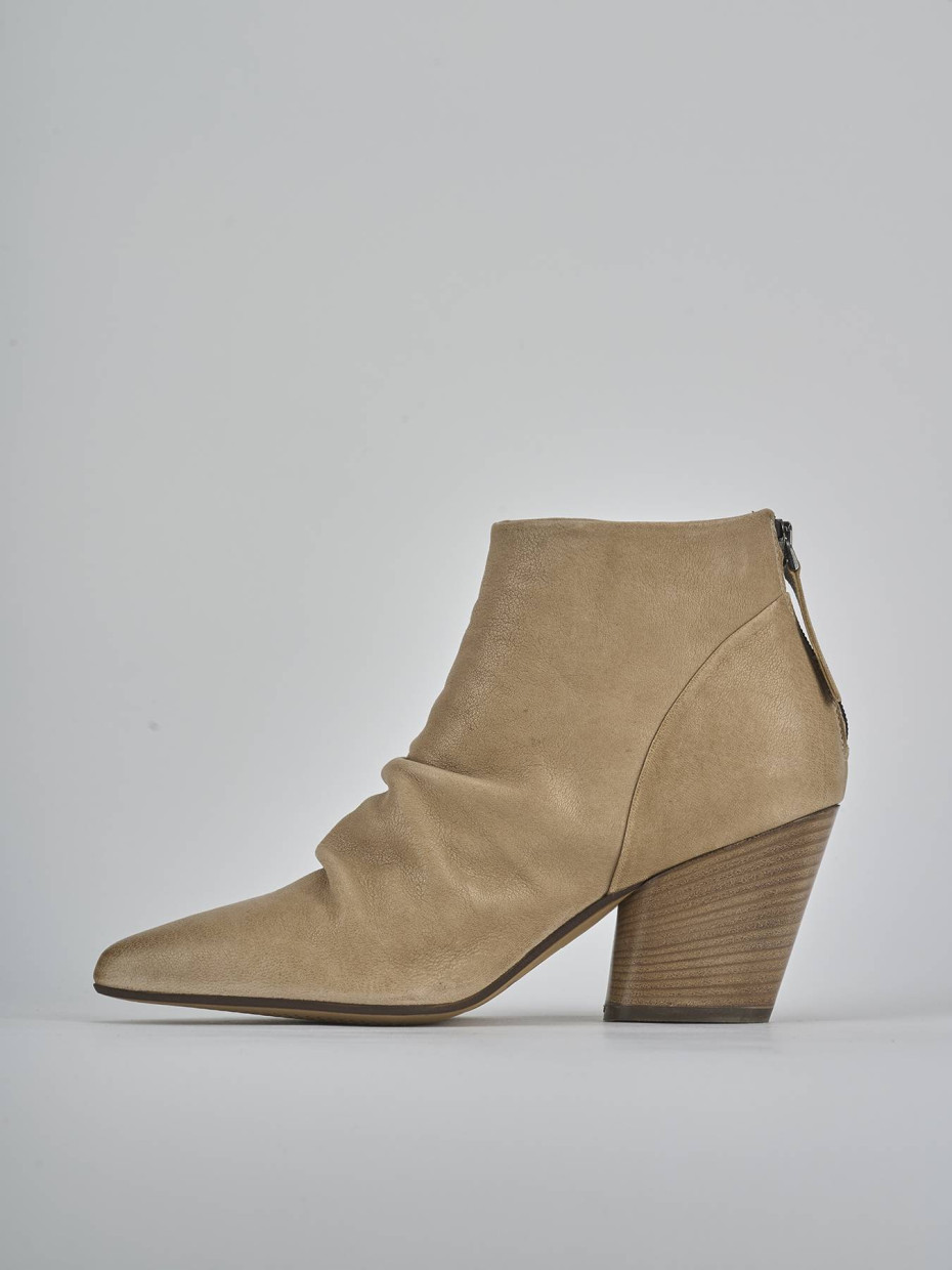 Stivaletti tacco 7cm pelle beige