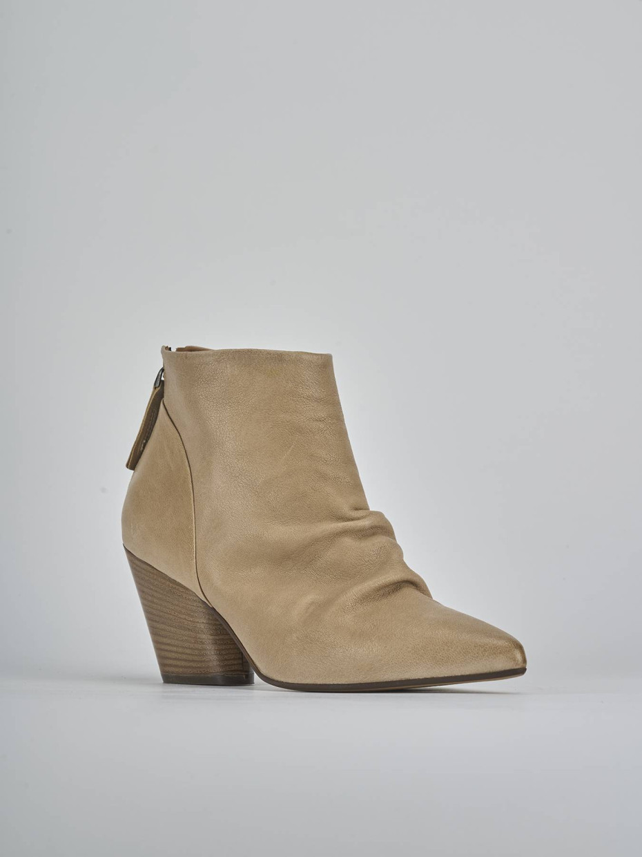 Stivaletti tacco 7cm pelle beige