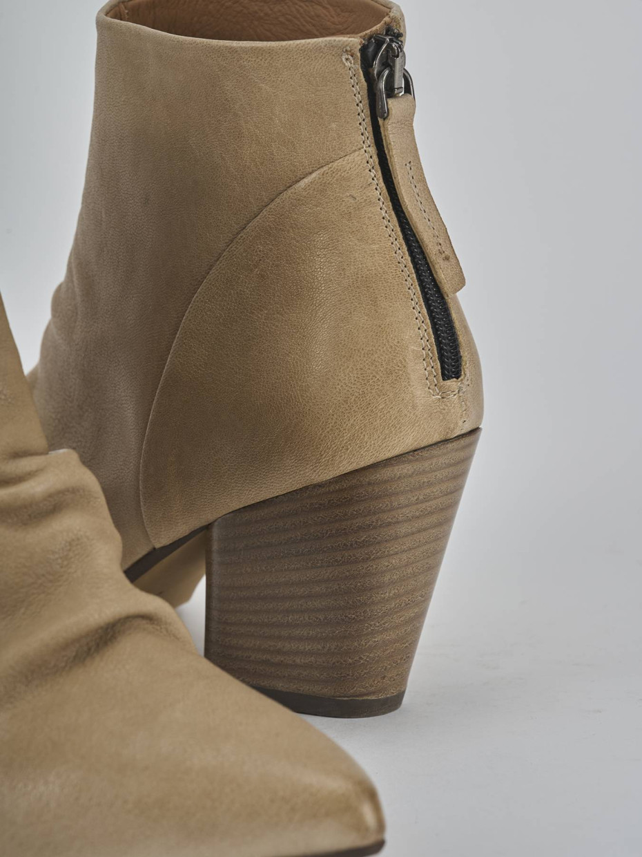 Stivaletti tacco 7cm pelle beige