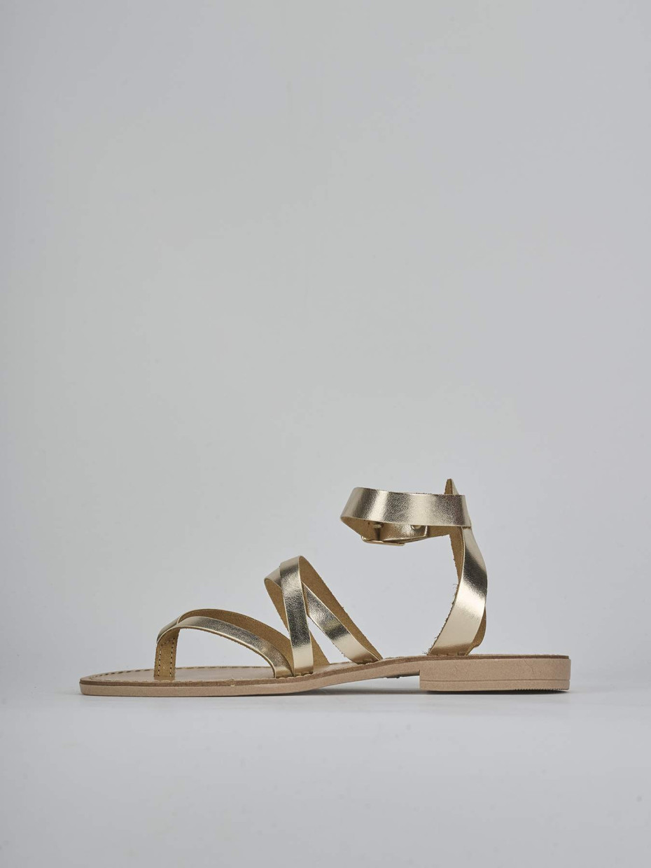 Sandali tacco 1cm laminato oro
