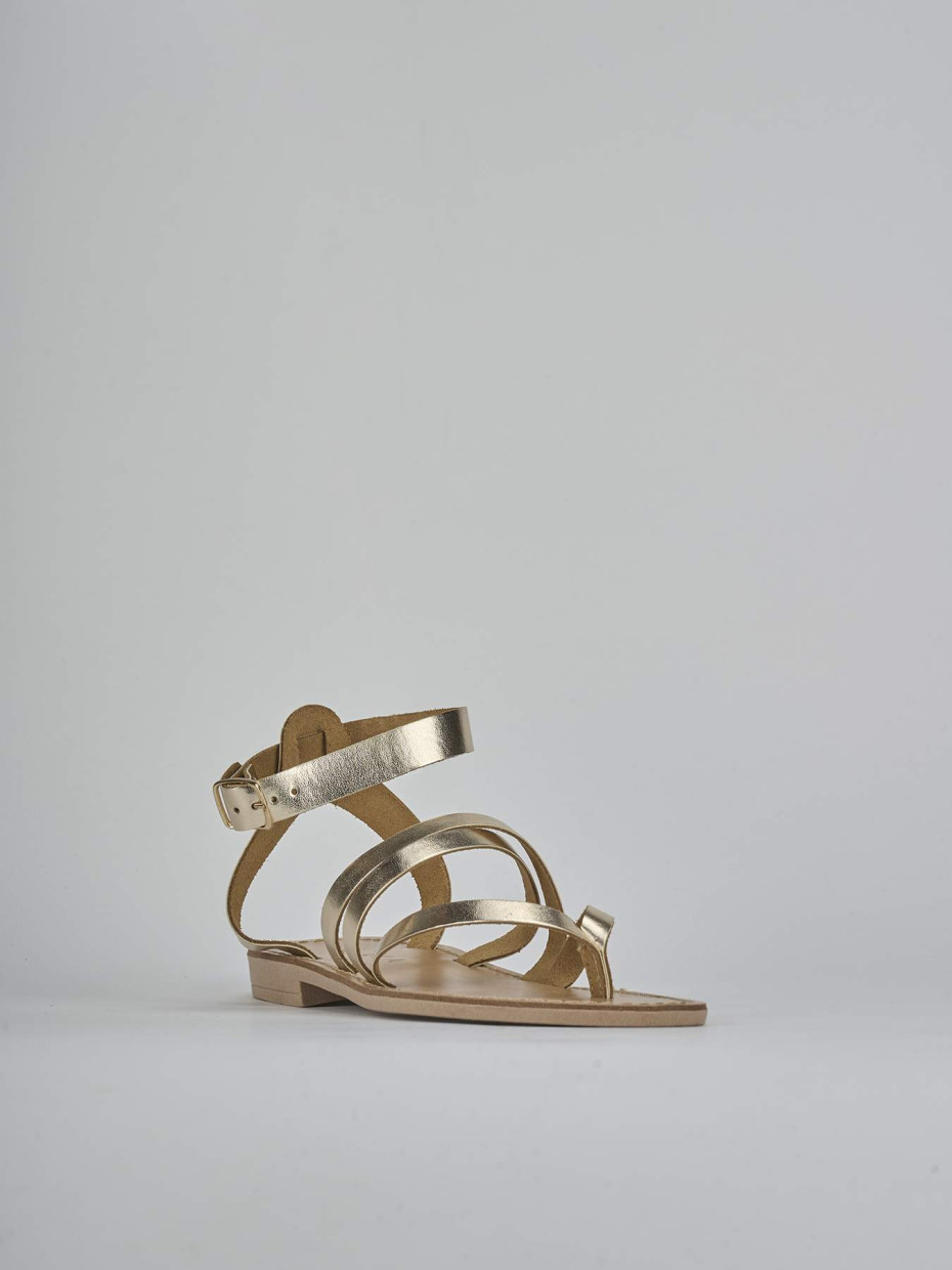 Sandali tacco 1cm laminato oro