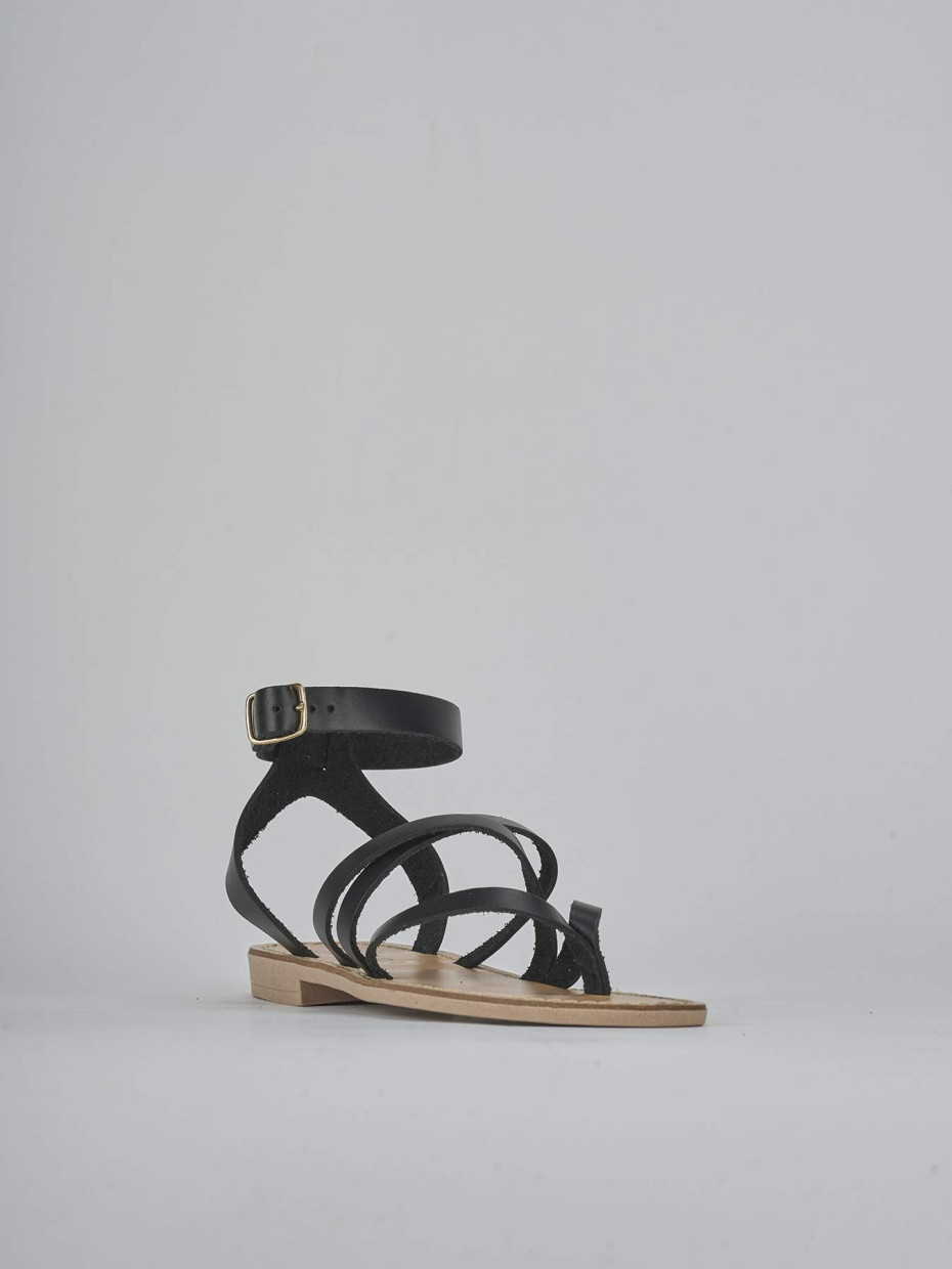 Sandali tacco 1cm pelle nero