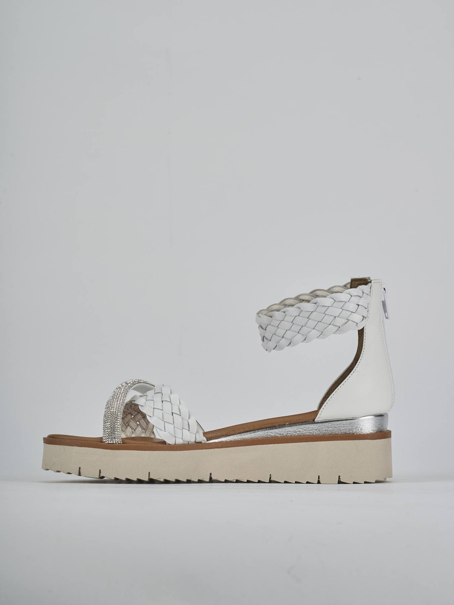 Sandali zeppa tacco 2cm pelle bianco