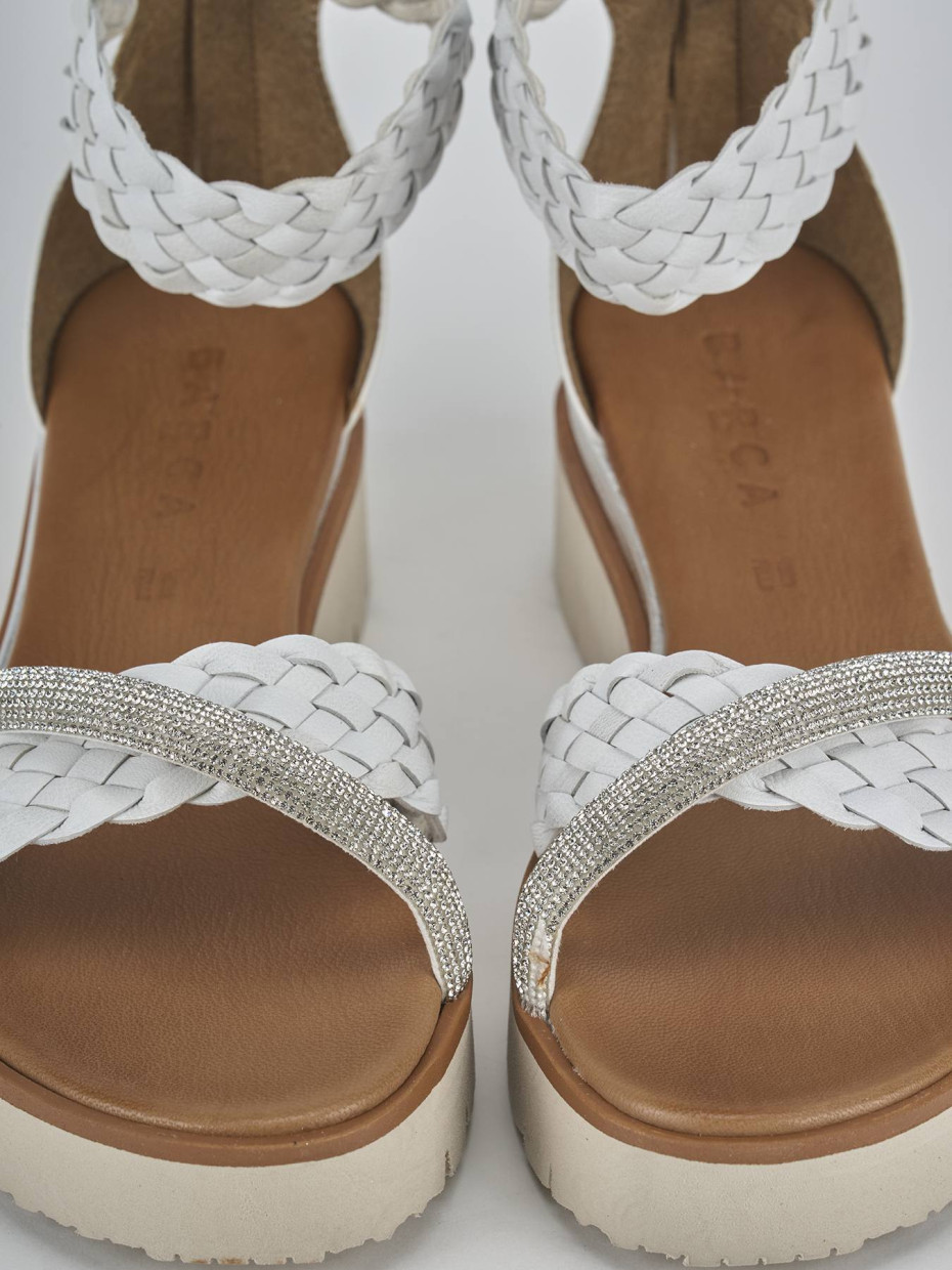 Sandali zeppa tacco 2cm pelle bianco