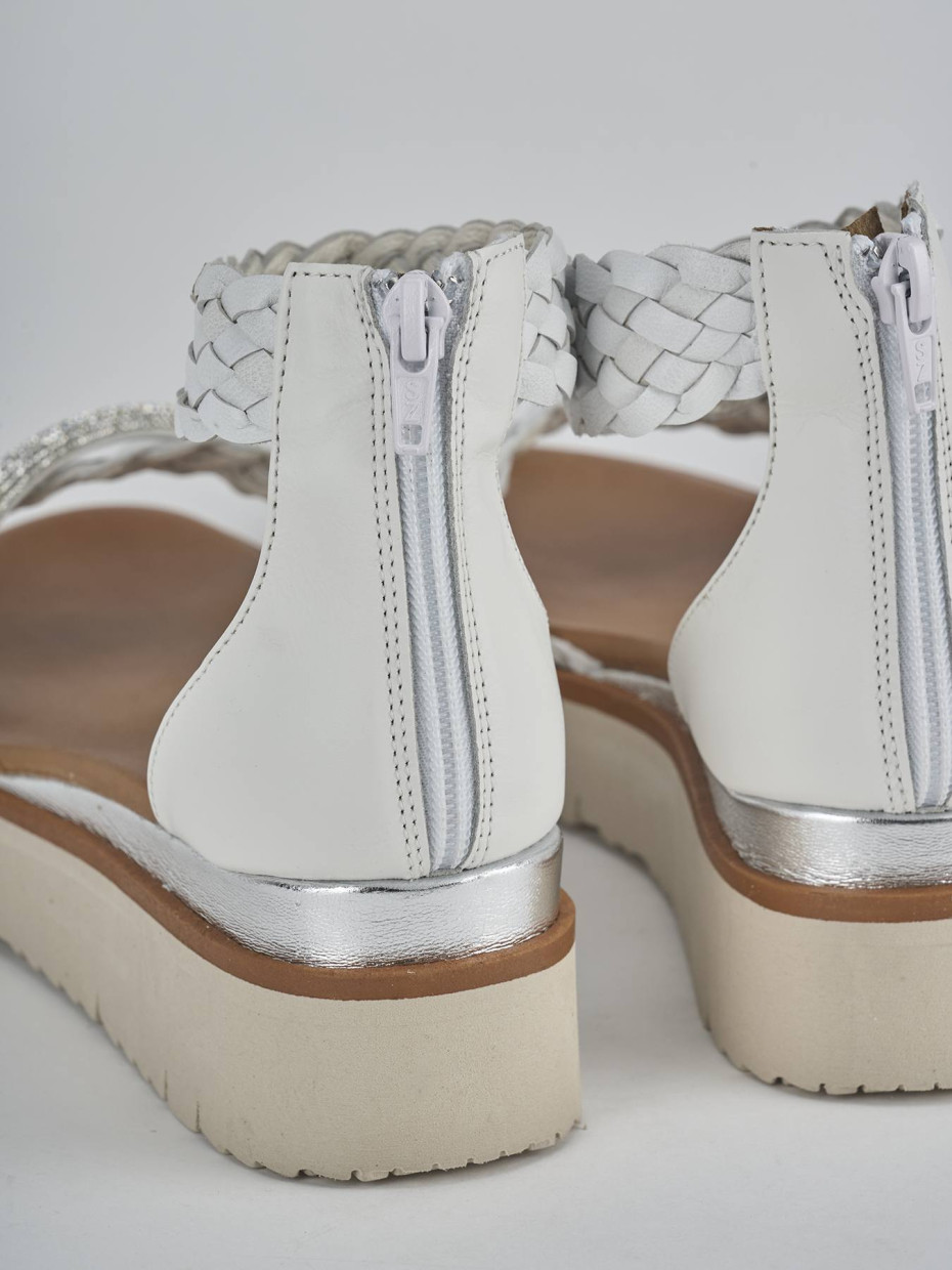 Sandali zeppa tacco 2cm pelle bianco