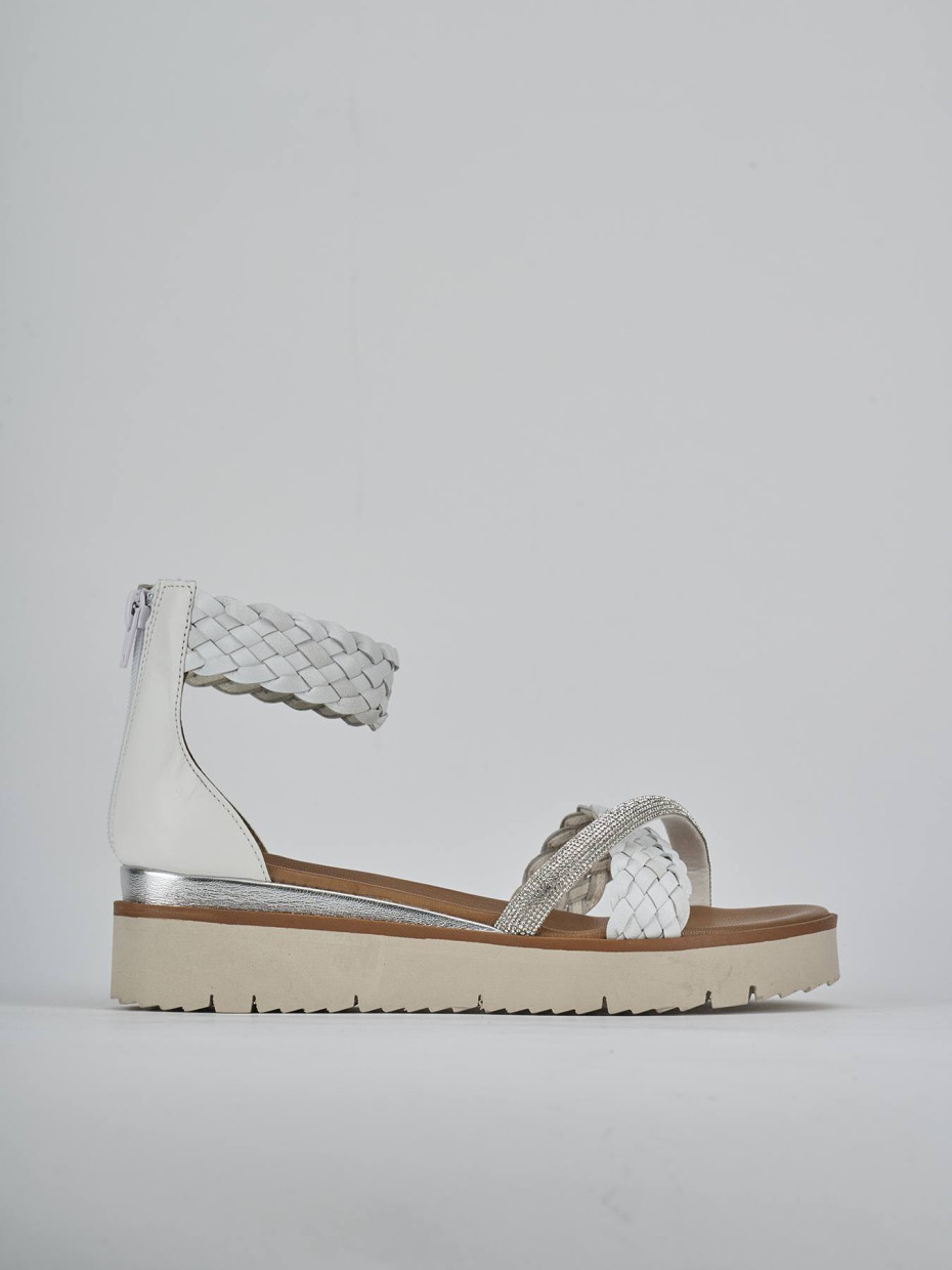 Sandali zeppa tacco 2cm pelle bianco