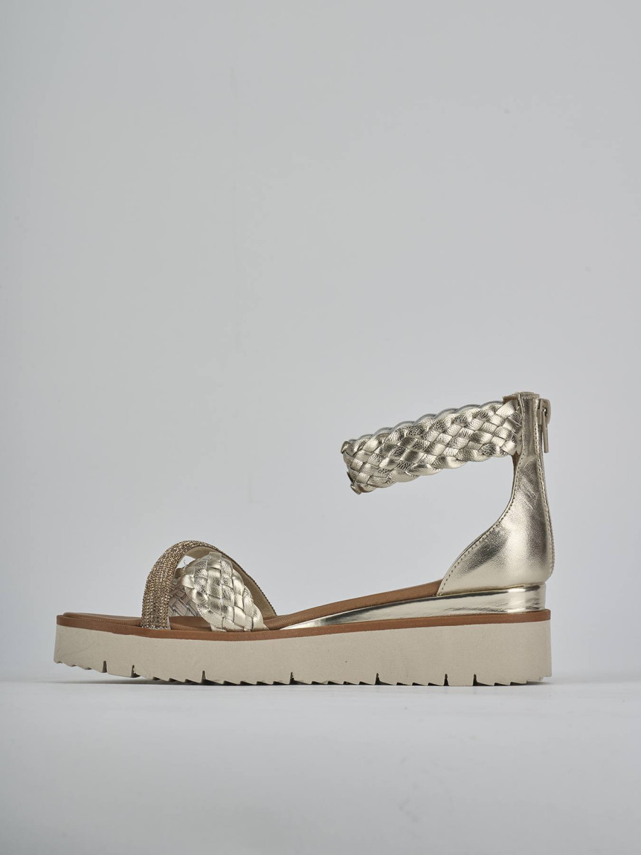 Sandali zeppa tacco 2cm pelle oro