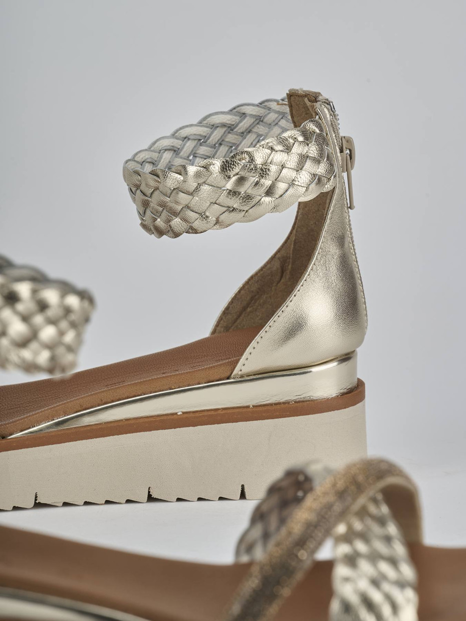 Sandali zeppa tacco 2cm pelle oro