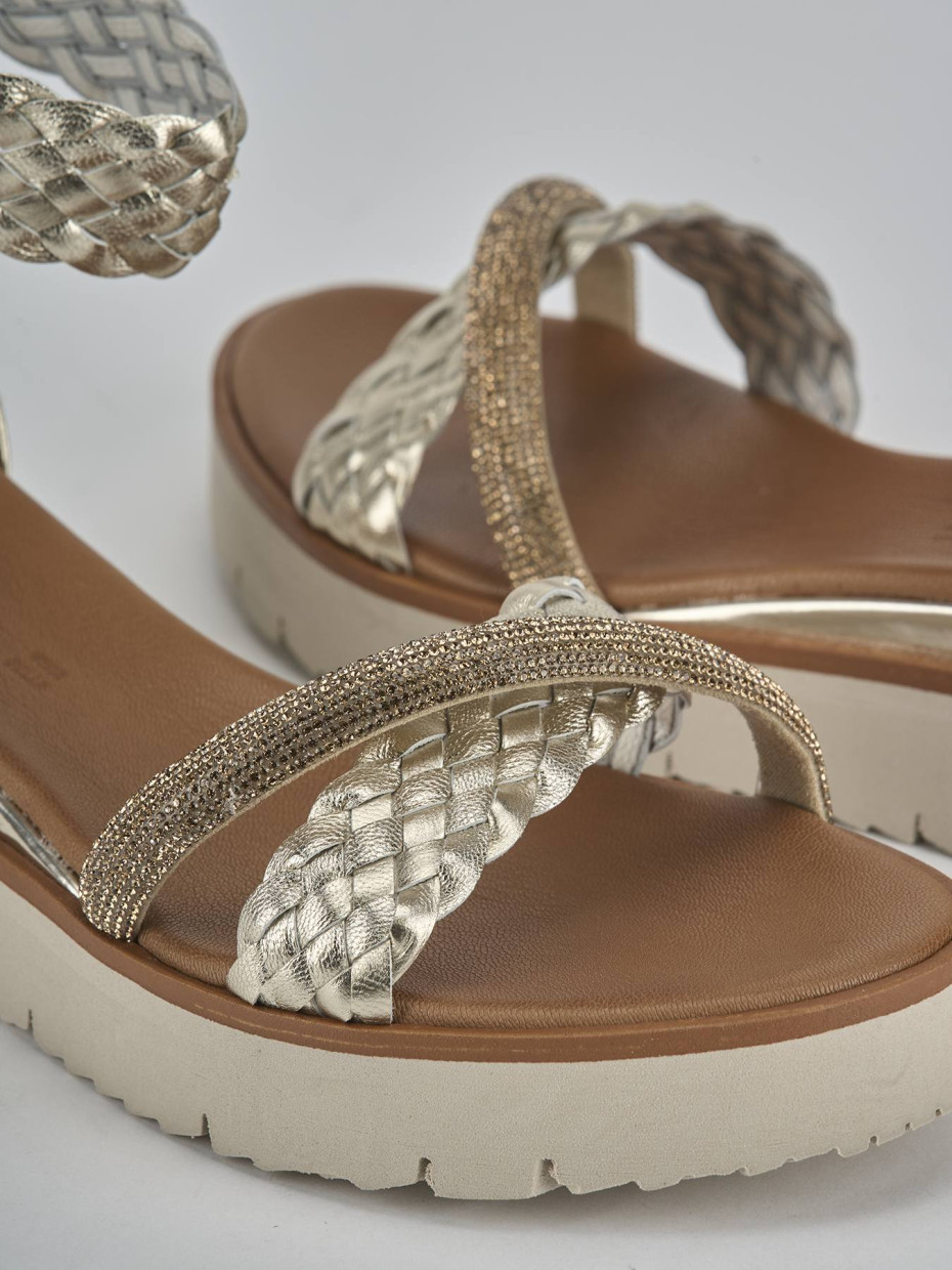 Sandali zeppa tacco 2cm pelle oro