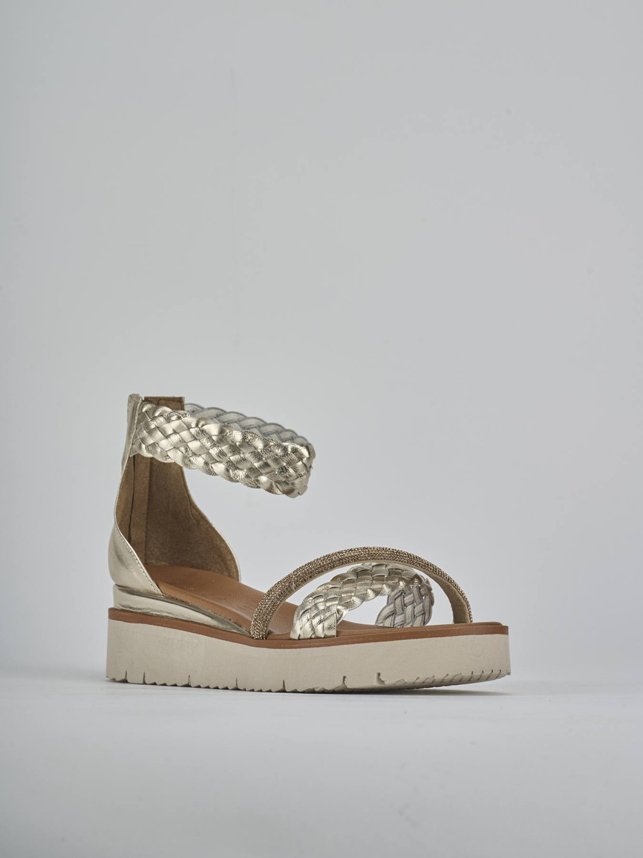 Sandali zeppa tacco 2cm pelle oro