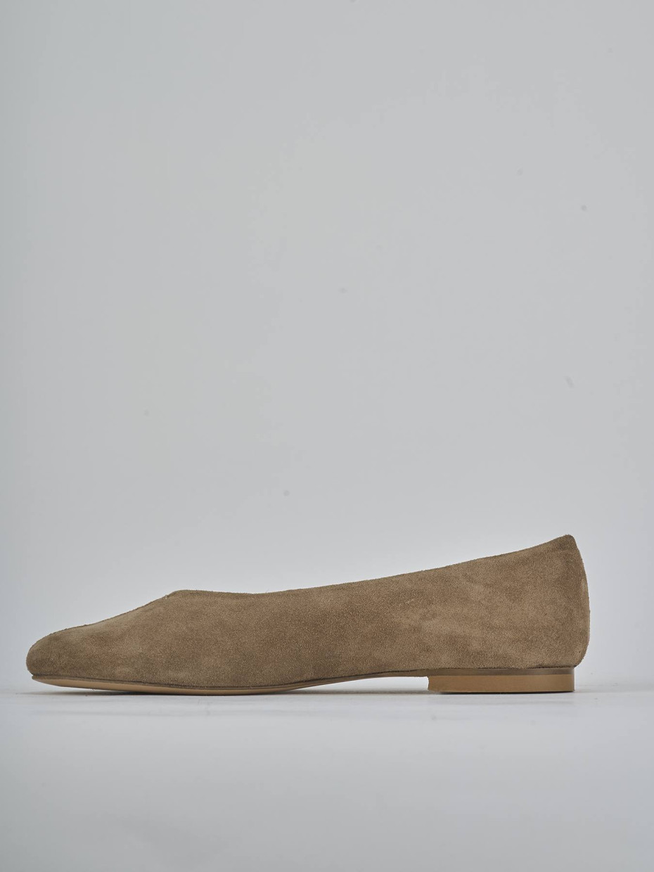 Ballerine tacco 1cm camoscio marrone