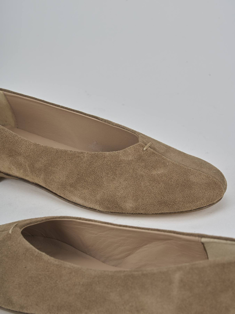 Ballerine tacco 1cm camoscio marrone