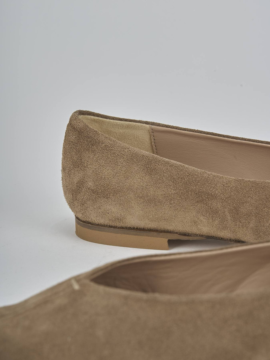 Ballerine tacco 1cm camoscio marrone