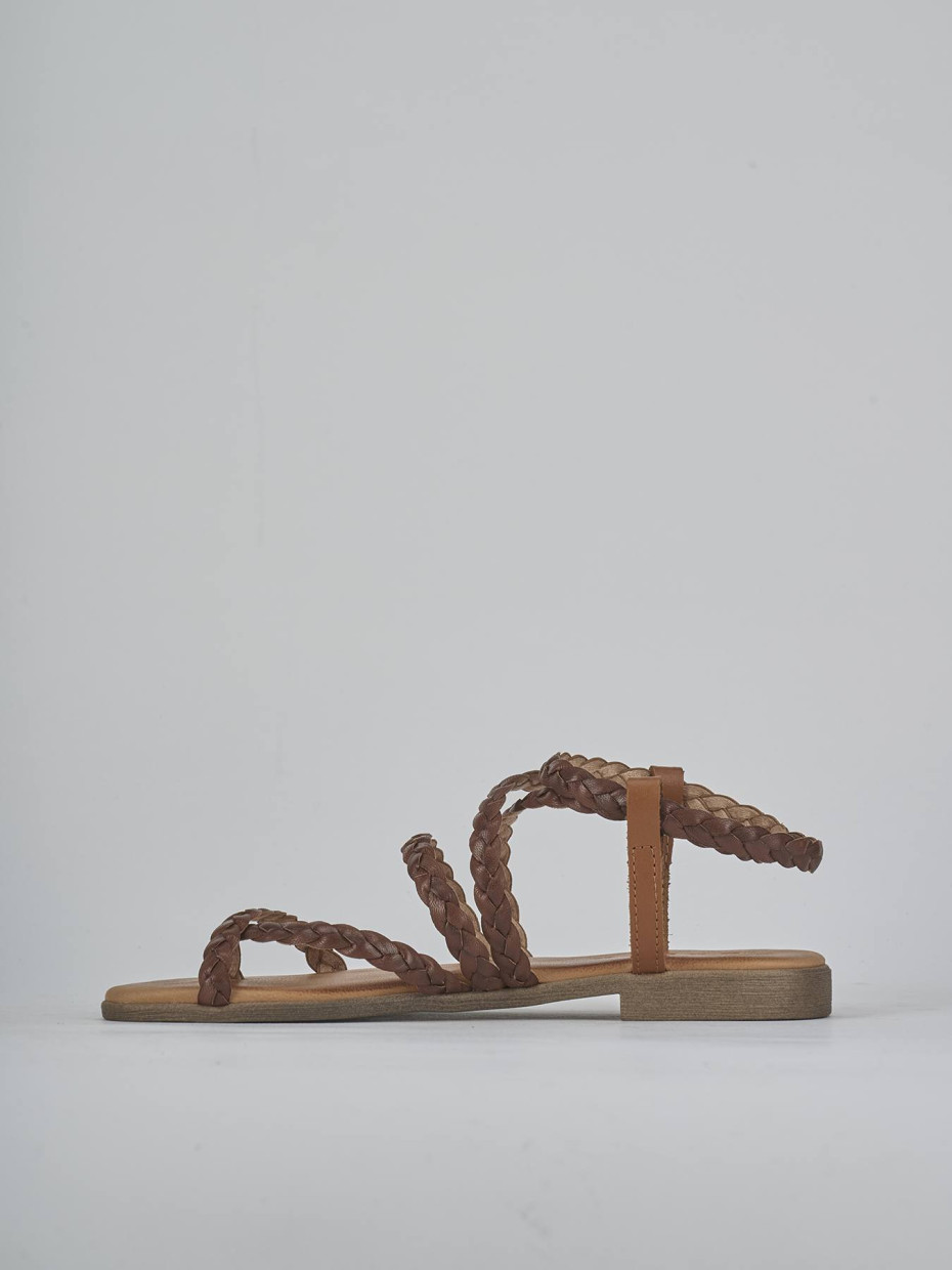 Sandali tacco 1cm pelle marrone