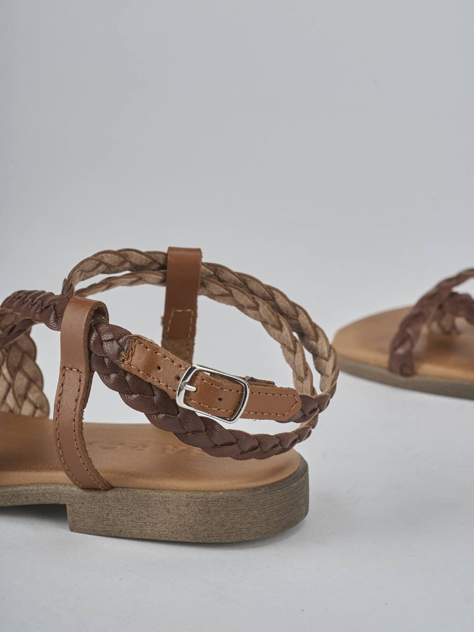Sandali tacco 1cm pelle marrone